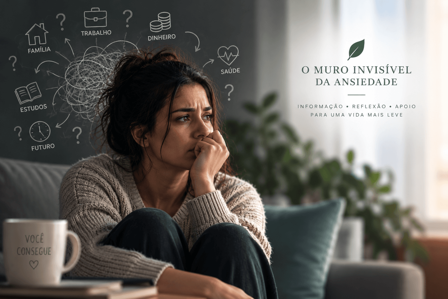 Pessoa refletindo sobre preocupações constantes em um momento de ansiedade